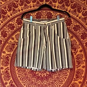 Arizona Jean Company Black and White Striped Jean Shorts